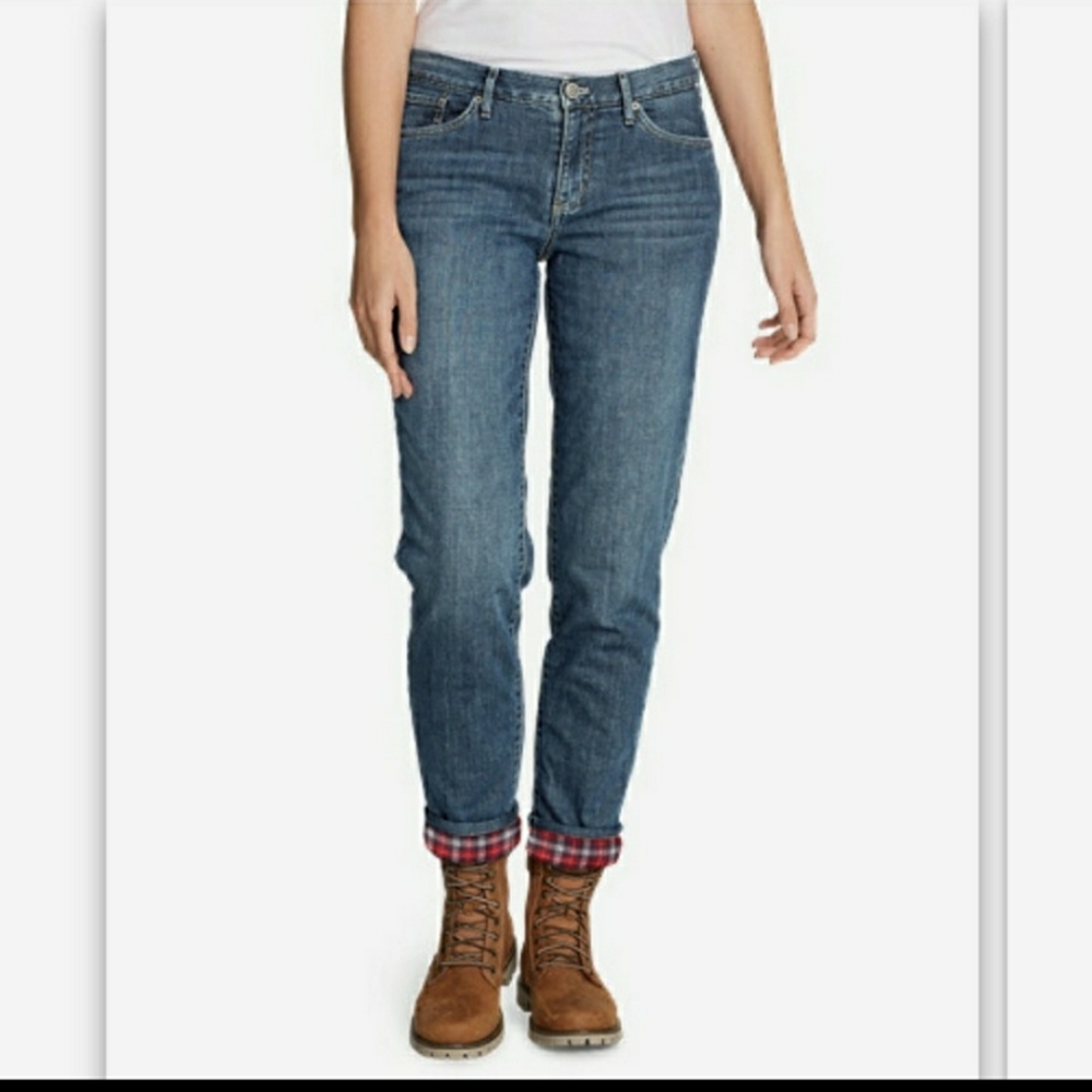 Flannel Lined Boyfriend Denim